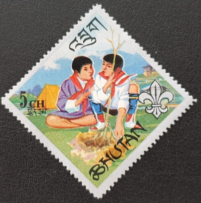 Bhutan 1967 "Bhutanese Boy Scouts" Perf.13½ Mounted Mint Single Stamp