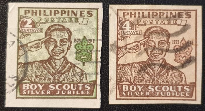 Philippines 1948 "Scouts" SG665/6 Imperf. Set of 2 used