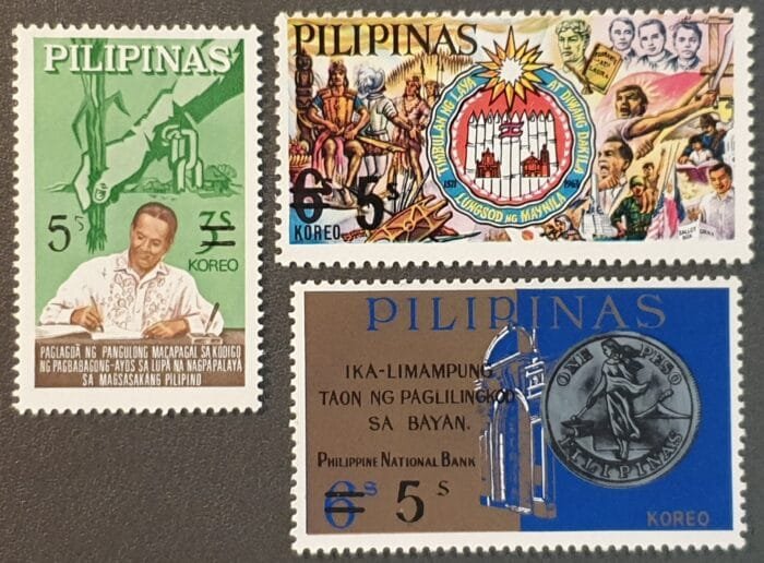 Philippines 1974 SG1344/6 Set of 3 Lightly Mounted Mint  Surch. Stamps