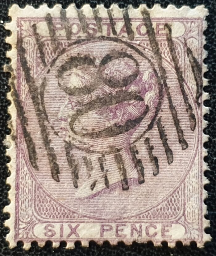 Great Britain Queen Victoria SG.69 6d. deep lilac Type J70 Plate 1 Wmk. Emblems (W6) Perf. 14 used stamp