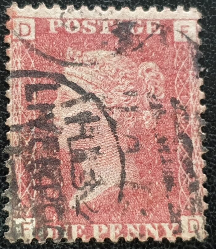 Great Britain Queen Victoria 1864 SG43 1d. rose-red Plate 166, Letters F-D ,used stamp