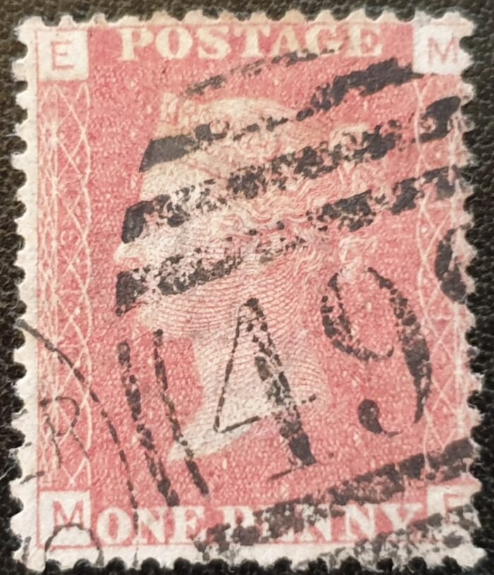 Great Britain Queen Victoria 1864 SG43 1d. rose-red Plate 113, Letters M-E ,used stamp