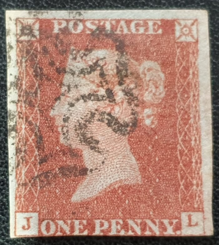 Great Britain Queen Victoria 1d. Red-Brown SG8 ‘Black’ Maltese Cross J-L used stamp