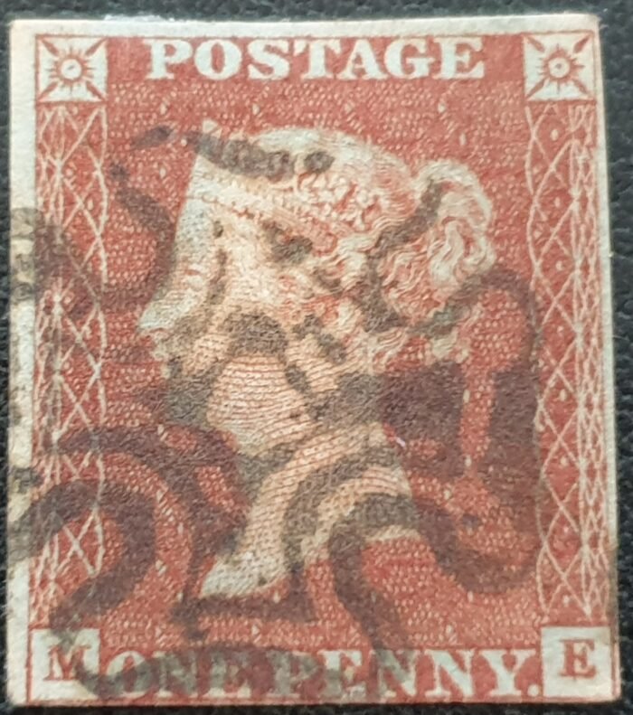 Great Britain Queen Victoria 1d. Red-Brown SG.8 ‘Black’ Maltese Cross M-E used stamp