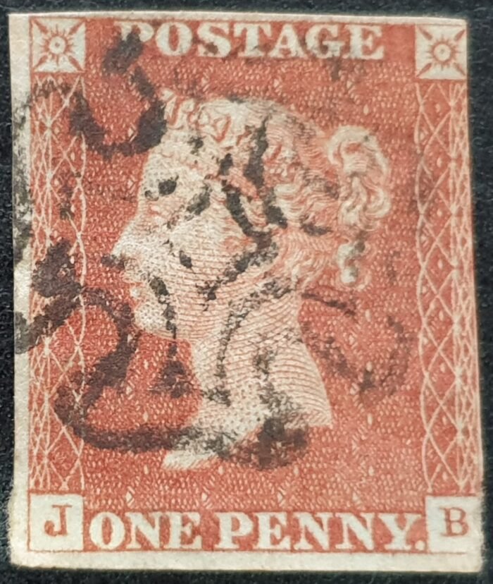 Great Britain Queen Victoria 1d. Red-Brown SG.8 ‘Black’ Maltese Cross J-B used stamp