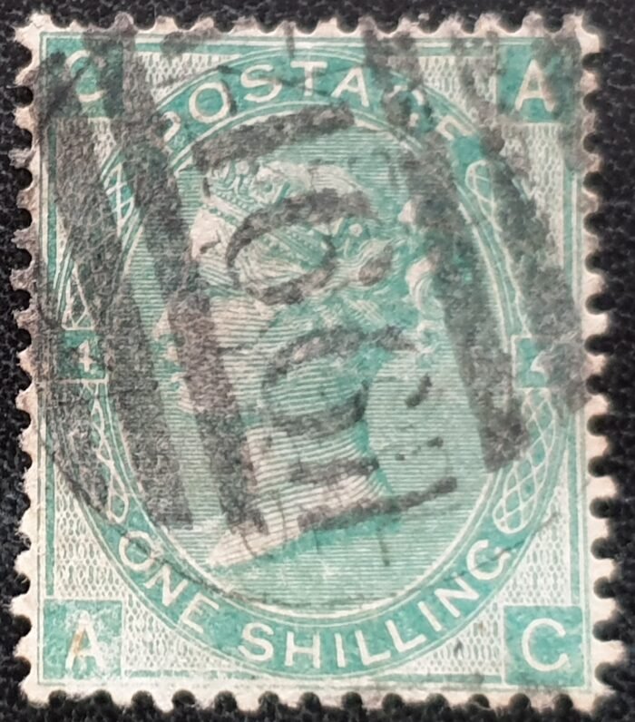 Great Britain Queen Victoria 1865 SG.101 1s. green Plate 4 Letters A-C used stamp