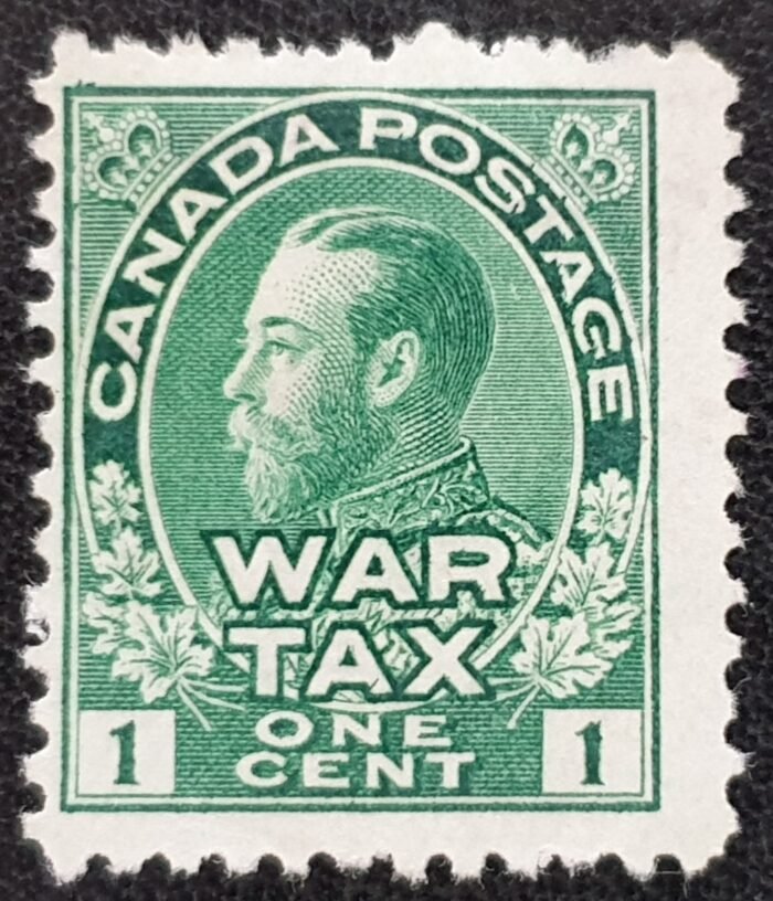 Canada 1915 KGV "WAR TAX" SG228 1c. green P.12 unused single stamp