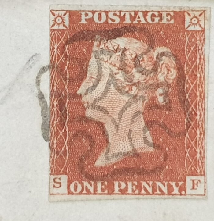 Great Britain Queen Victoria 1844 SG8 1d red on piece Plate 34 S-F Black Maltese Cross 22.3.1844 - Image 2