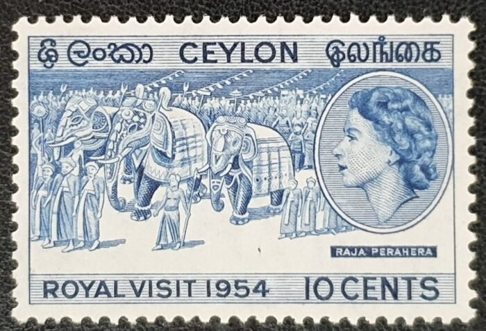 Ceylon 1954 "Royal Visit" SG434 10c. deep blue MNH