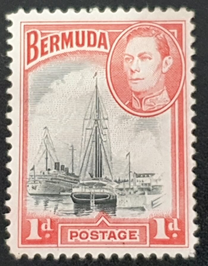 BERMUDA King George VI SG110 1d. black & red Mounted Mint Single Stamp