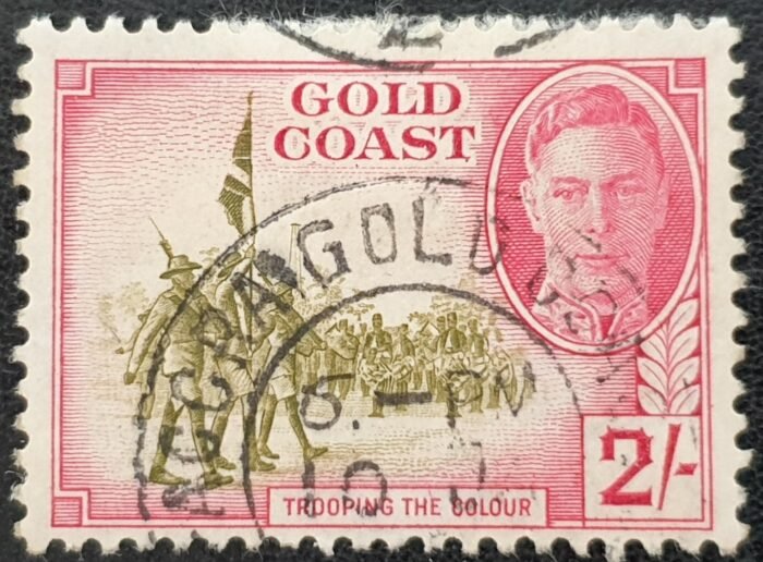 Gold Coast 1948 KGVI SG144 2s. sage-green and magenta used single stamp