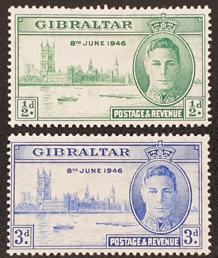 Gibraltar 1946 "Victory" SG132/3 Set of 3 Mounted Mint Stamps