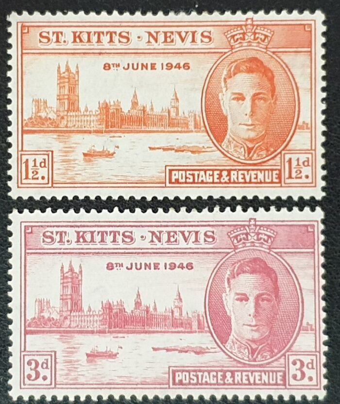 St. Kitts-Nevis 1946 "Victory" SG78/9 Set of 2 Mounted Mint Stamps