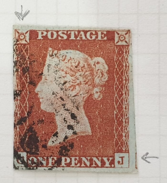 Great Britain Queen Victoria SG8 1d red-brown Letters GJ used stamp