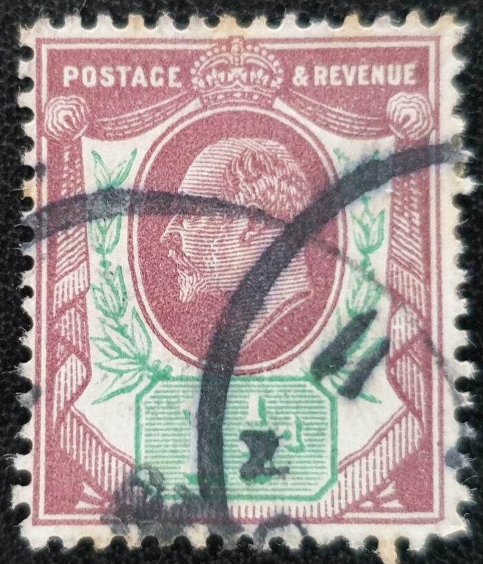 Great Britain King Edward VII SG287 SPEC M10(4), 1½d dull red-purple & green, Fine Used Single Stamp