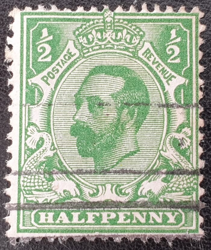 Great Britain King George V SG325 SPEC N2(6) ½d deep green DIE B used stamp