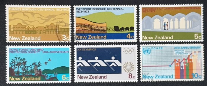 New Zealand 1973 "Commemorations" SG997-1002 used stamps