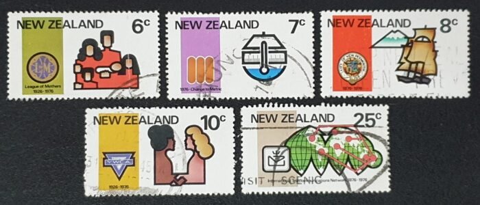 New Zealand 1976 'Anniversaries and Metrication' SG1110/4 used stamps