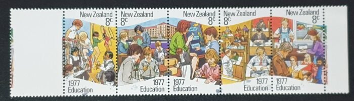 New Zealand 1977 Strip of 5 'Education Stamps' SG1138-1142 used