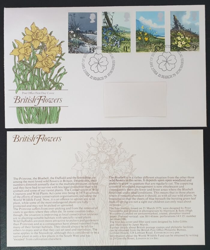 Great Britain First Day Cover 'British Flowers' 21/3/1979 EDINBURGH