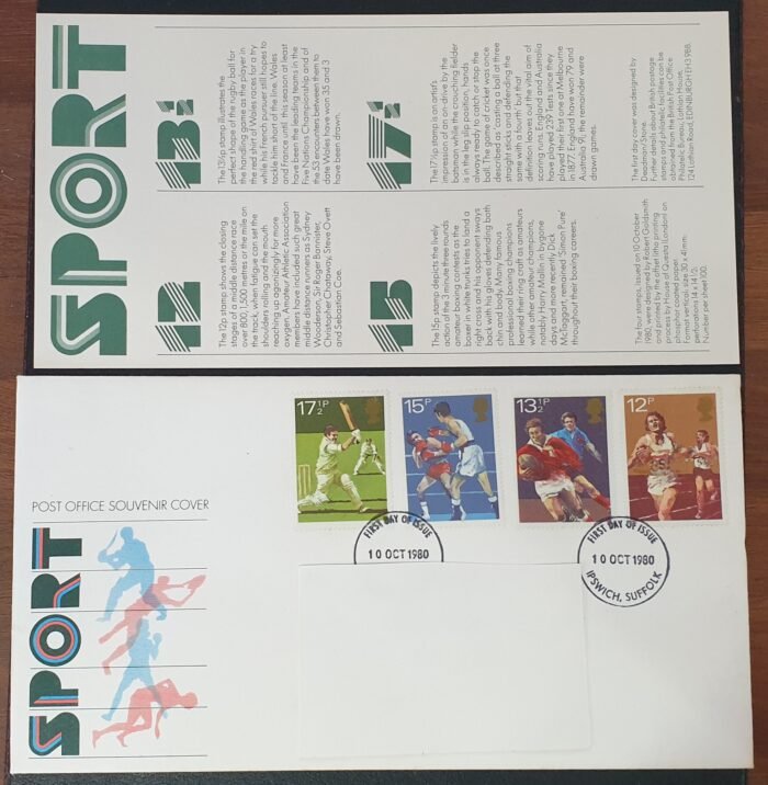 Great Britain First Day Cover 1980 'Sport' 10/10/1980 Ipswich