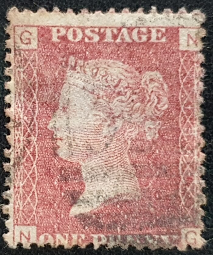 Great Britain Queen Victoria 1864 SG43 1d. red Plate 134 Letters N-G used stamp