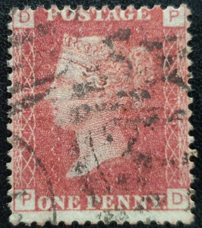 Great Britain Queen Victoria 1864 SG43 1d. red Plate 119 Letters P-D used stamp