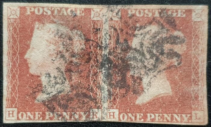 Great Britain Queen Victoria SG8 1d red Black MX Plate 9 Pair HK-HL used