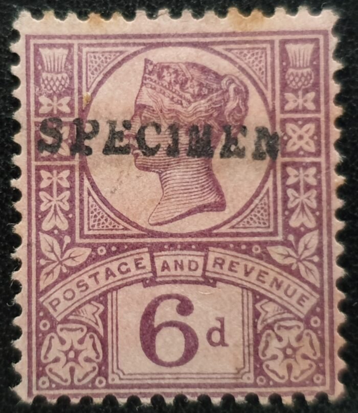 Great Britain Queen Victoria SG208s. 6d purple/rose red Specimen Ovpt. Mounted Mint