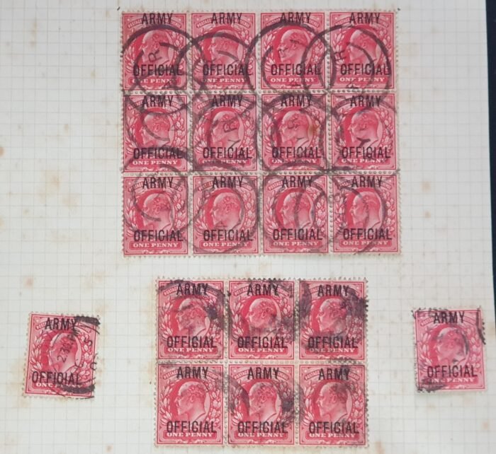 Great Britain King Edward VII 'ARMY OFFICIAL' SGO49 1d scarlet Collection Used Blocks Stamps