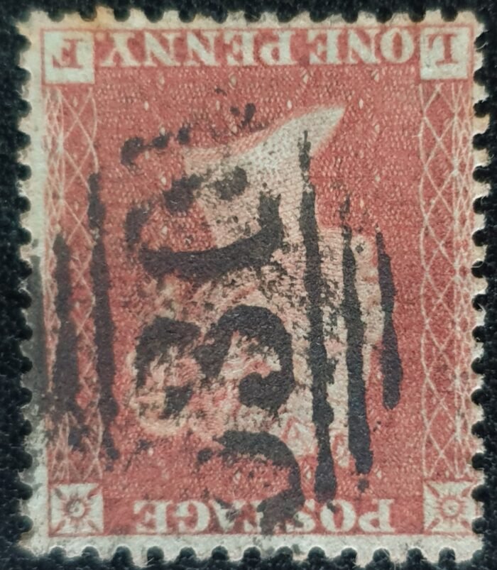 Great Britain Queen Victoria SG22wi 1d red Spec C2(1) Pl. 209 Die I P.14 LF Wmk. Inverted Small Crown Used