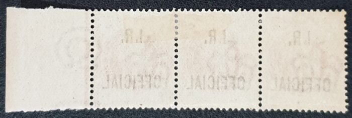 Great Britain Queen Victoria SG O13 ½d Vermilion 'I.R. Official' Strip of 3 Mounted Mint - Image 2