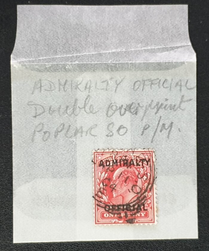 Great Britain King Edward VII ‘ADMIRALTY OFFICIAL’ 1d scarlet Doubly Printed Used