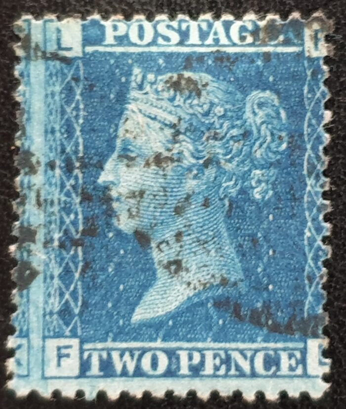 Great Britain Queen Victoria SG45 2d blue Plate 9 FL State I used stamp