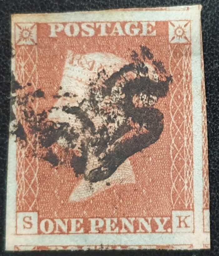 Great Britain Queen Victoria SG8 1d red S-K Plate 28 Black MX used