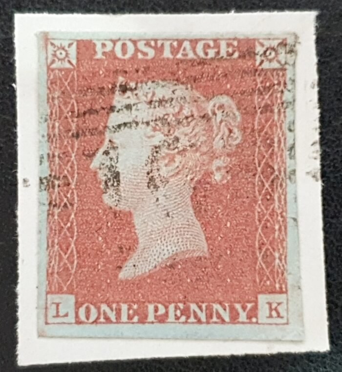 Great Britain Queen Victoria SG8 1d red-brown Plate 74 LK used on piece of paper