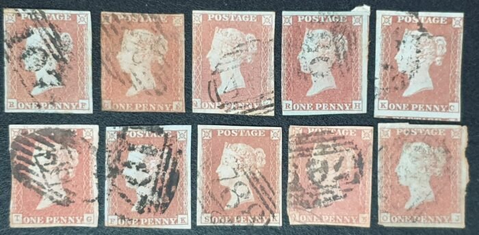 Great Britain Queen Victoria SG8 1d red-brown Plate 89-106 used stamps