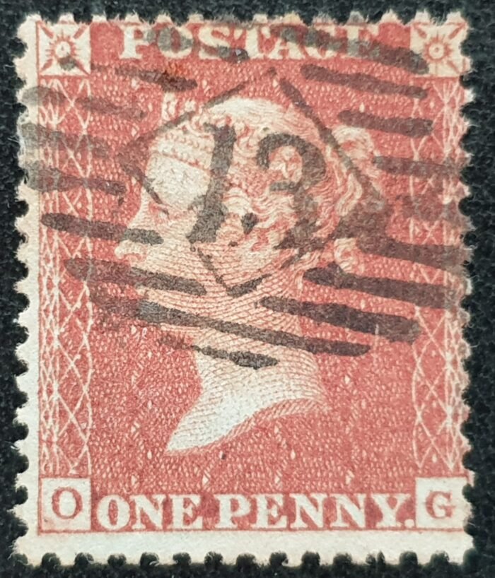 Great Britain Queen Victoria SG29 1d red-brown LC 14 Plate 9 OG used