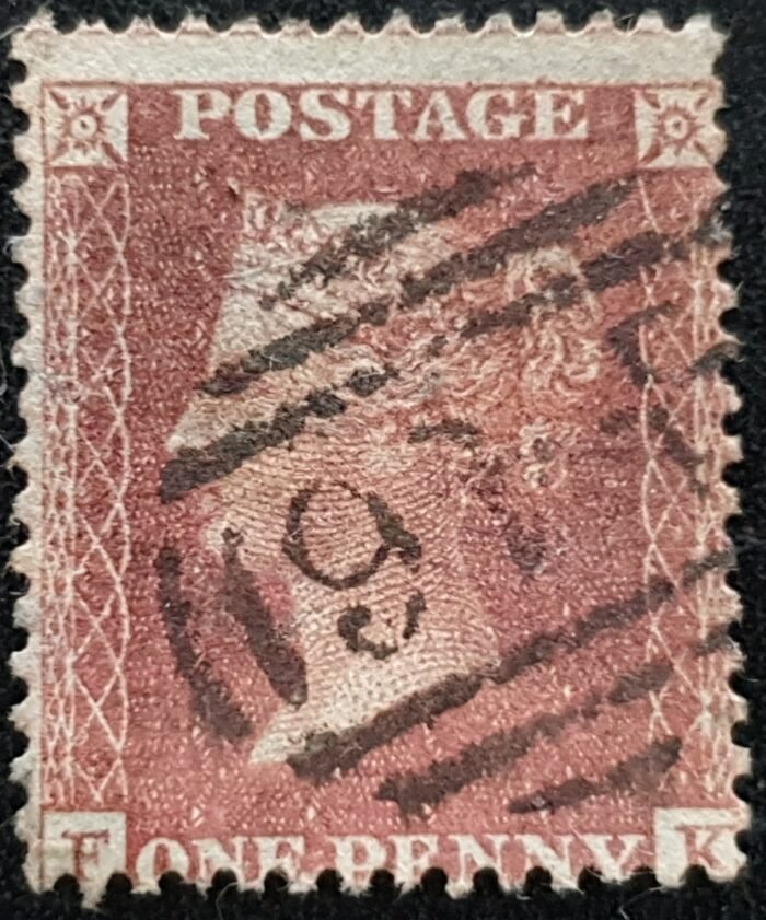 Great Britain Queen Victoria SG29-33 C8 (1) 1d red brown Letters FK LC 14 used