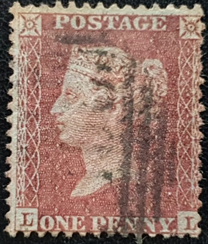 Great Britain Queen Victoria 1855 SG29-33 C8 (1) 1d red brown Letters LL LC 14 used