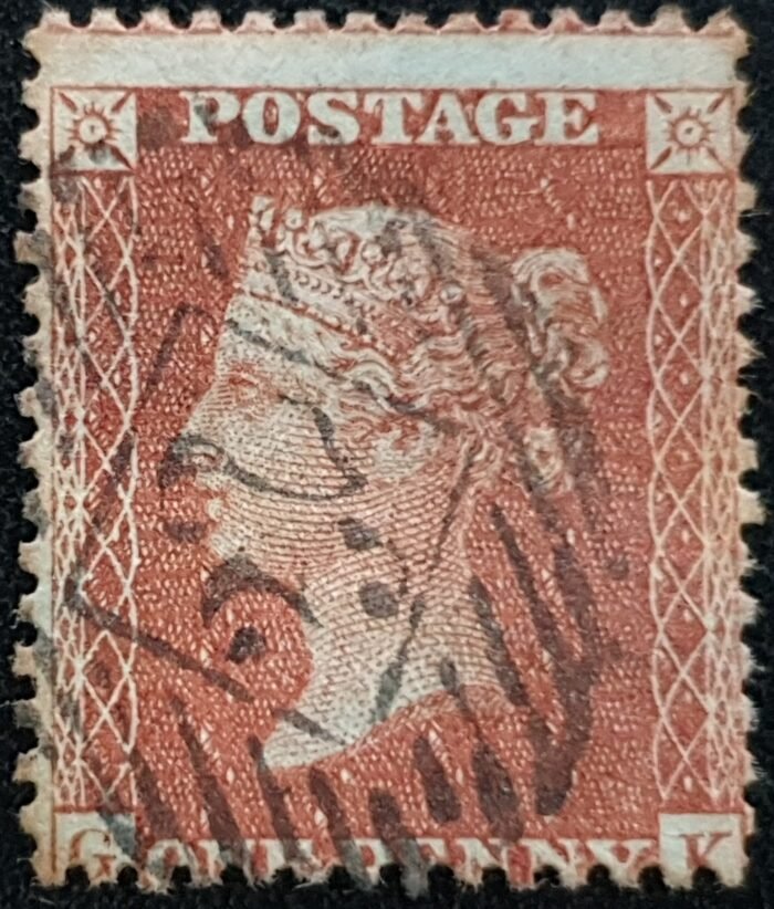 Great Britain Queen Victoria 1855 SG29-33 C8 (1) 1d red brown Letters GK LC 14 used