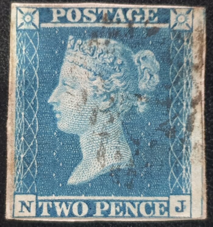 Great Britain Queen Victoria SG14 2d blue NJ used on paper