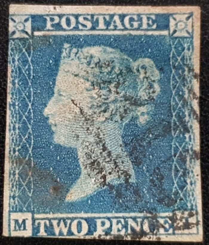 Great Britain Queen Victoria SG14 2d blue Letters MI used