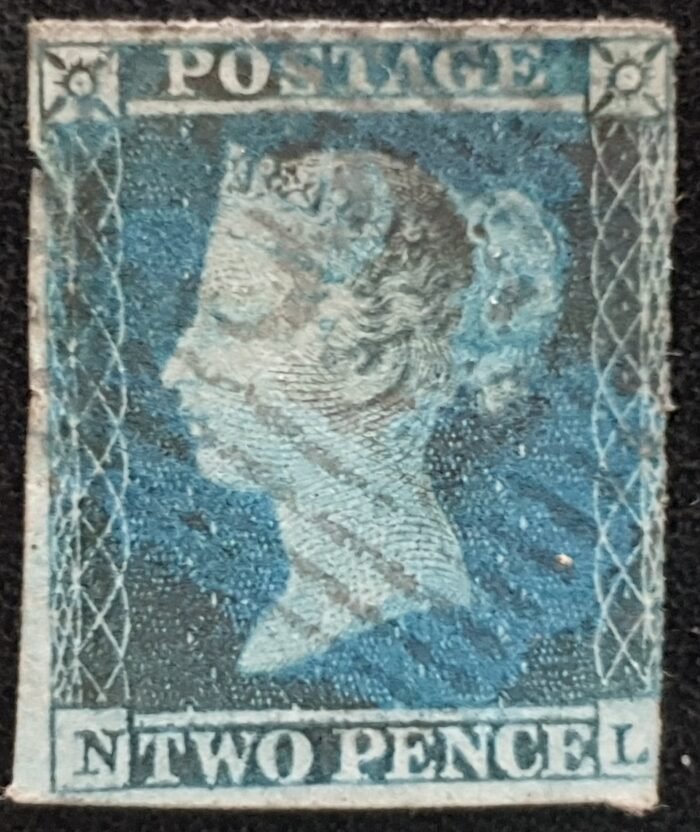 Great Britain Queen Victoria SG14 2d blue Letters NL used