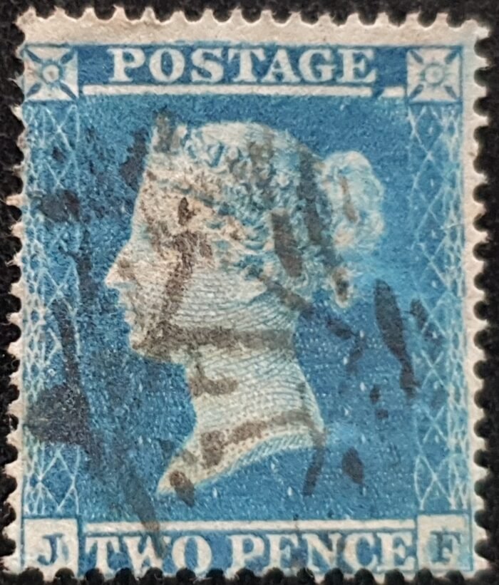 Great Britain Queen Victoria SG19 2d deep blue Plate 4 SC16 Letters JF Fine Used