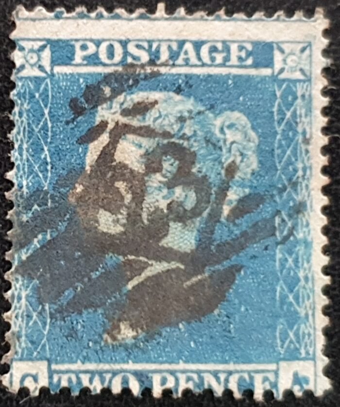 Great Britain Queen Victoria 1854 SG19 2d deep blue Plate 4 SC16 Letters CA used