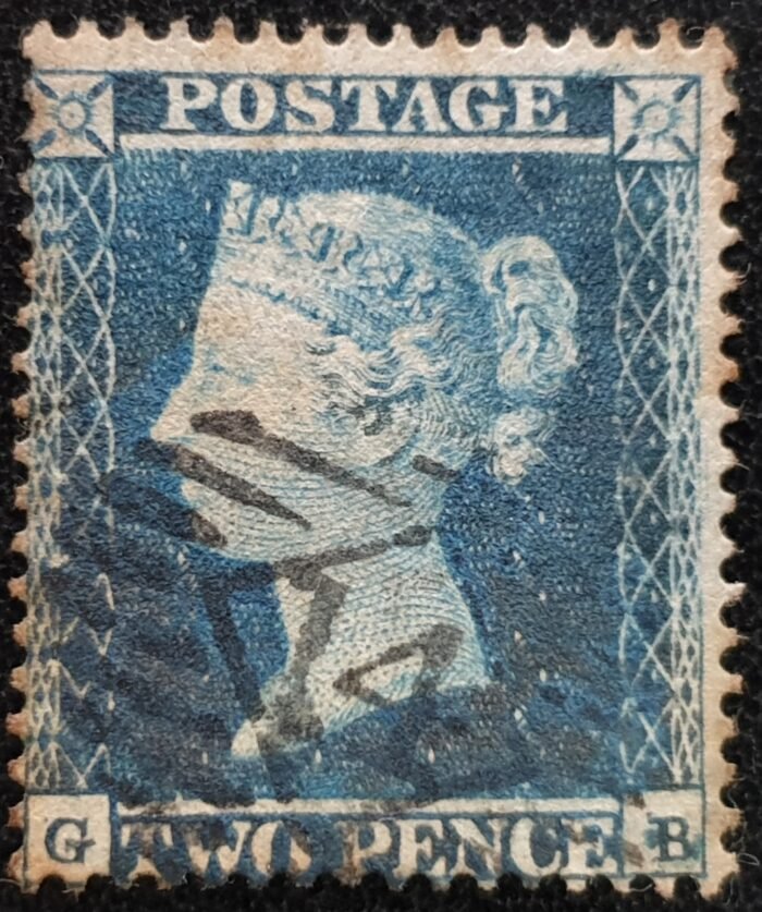 Great Britain Queen Victoria 1854 SG19 2d deep blue Plate 4 SC16 Letters GB used