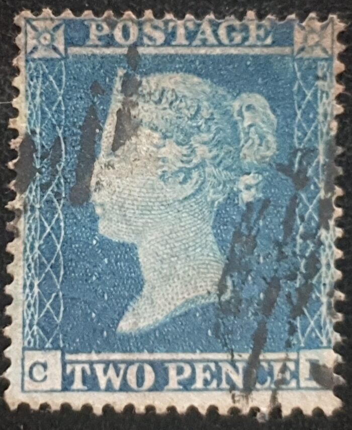 Great Britain Queen Victoria 1854 SG19 2d deep blue Plate 4 SC16 Letters CI used