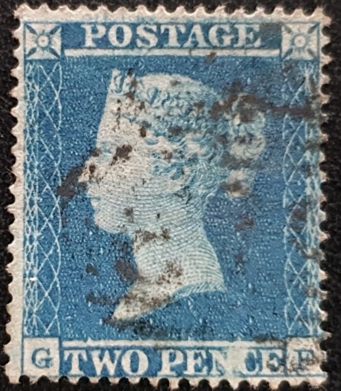 Great Britain Queen Victoria 1854 SG19 2d deep blue Plate 4 SC16 Letters GF used