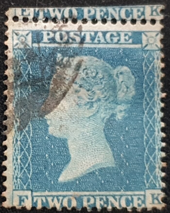 Great Britain Queen Victoria 1855 SG20a 2d. blue Plate 5 Letters FK used